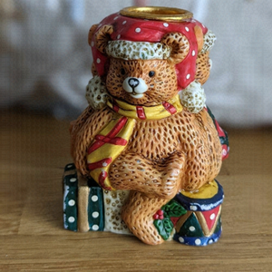 Vintage Candle Holder Teddy Bears Christmas Ceramic Candle Holder